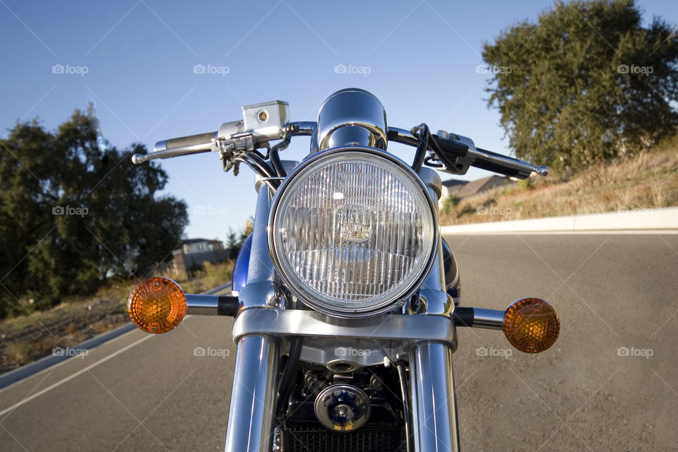 Front of older motorcycle 