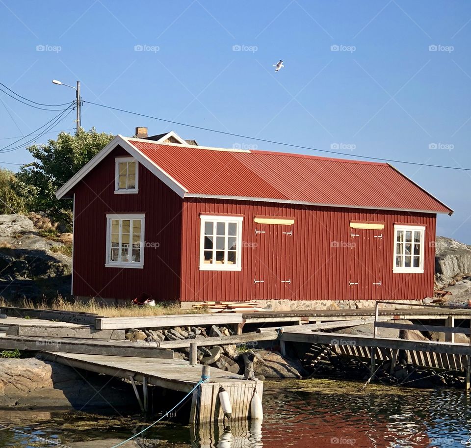 Typical Swedish boathouse 