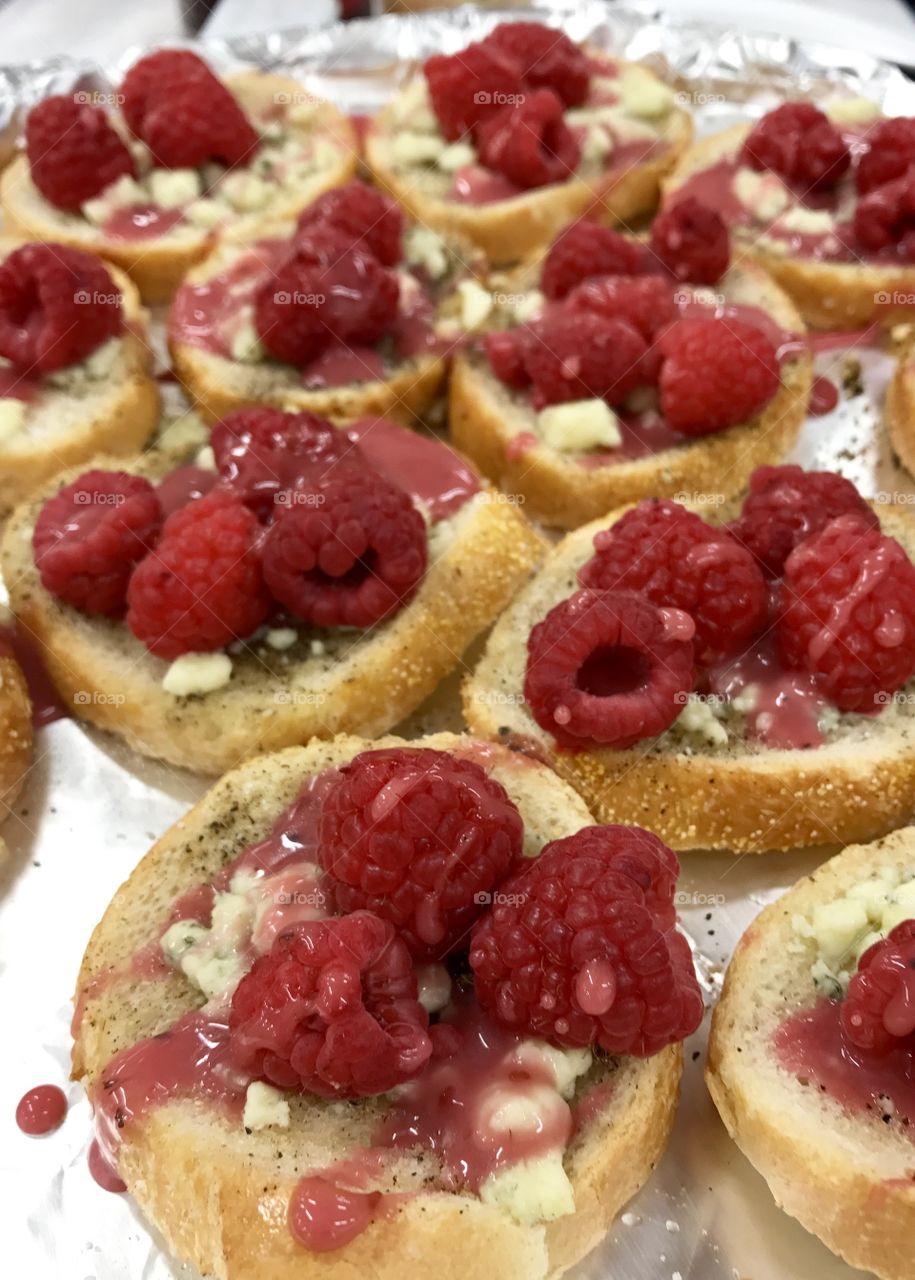 Raspberry crostini treat