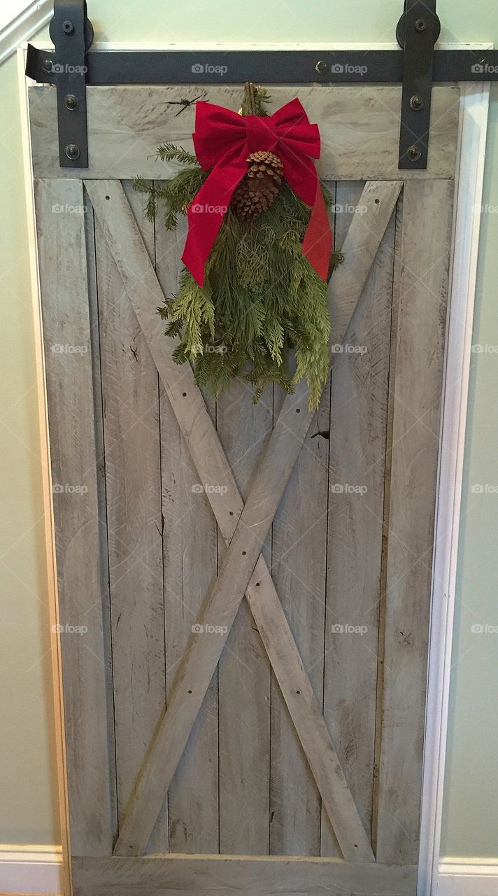 Barn Door With Wreath