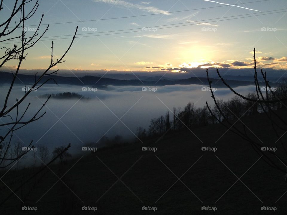 Lake of fog. A moment in winter,Bertinoro,Italy