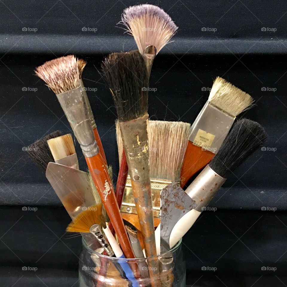 My oil painting brushes, put away like this.