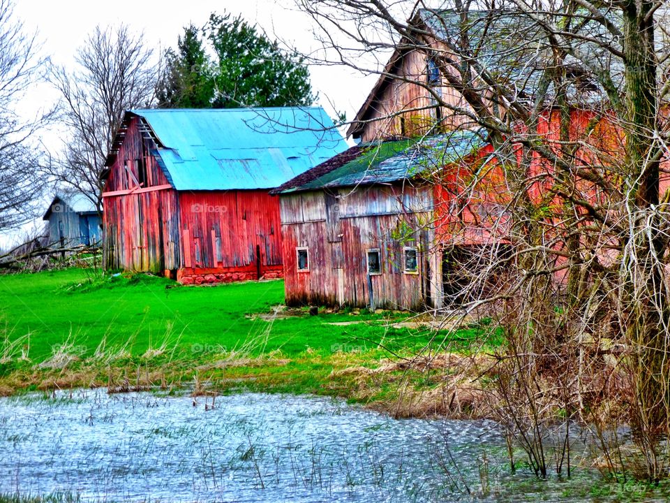 Old Indiana red barns