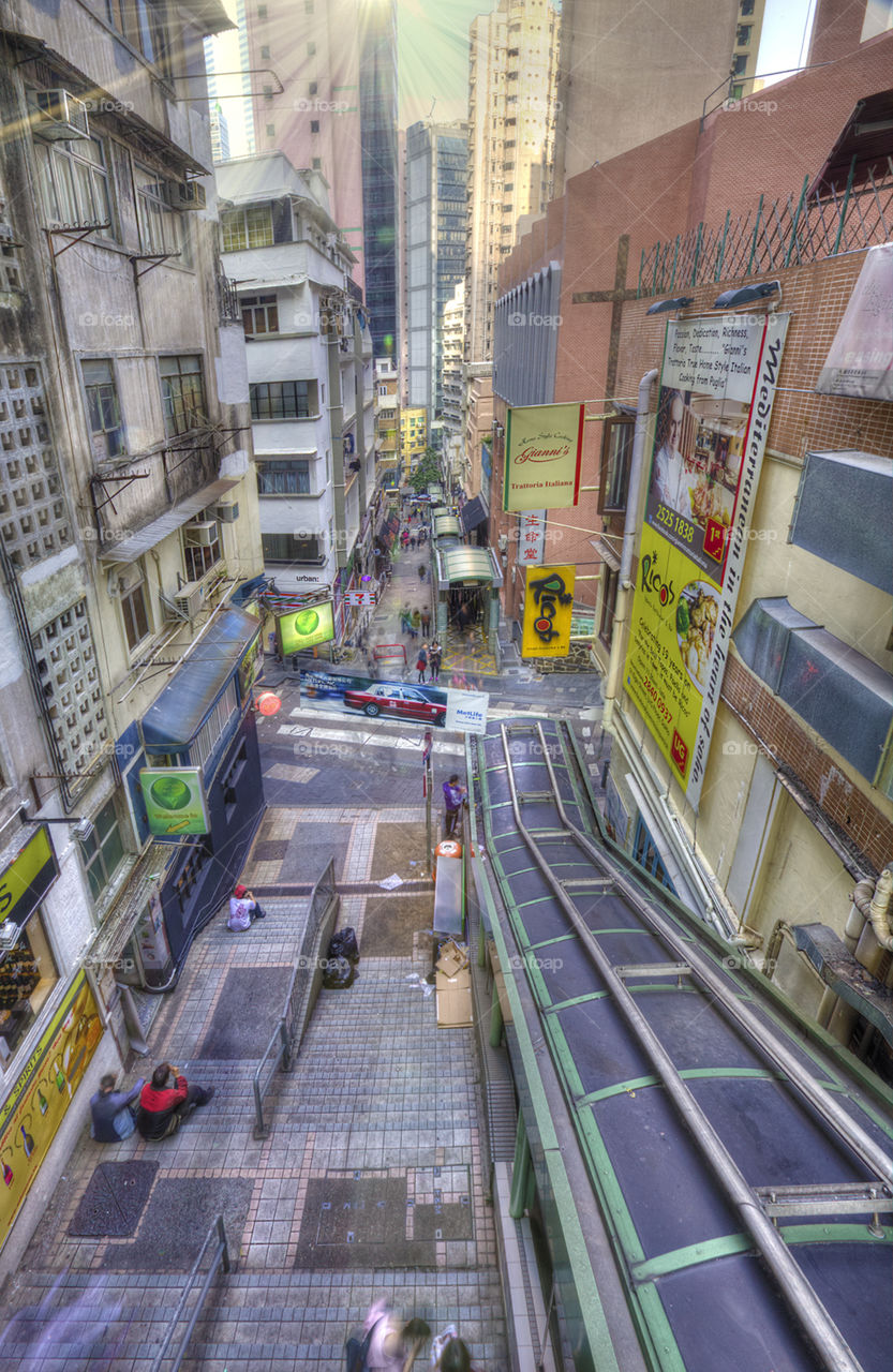 Mid-Level travellators. The escalators and pathways that are Hong Kong's. Mid-levels. 