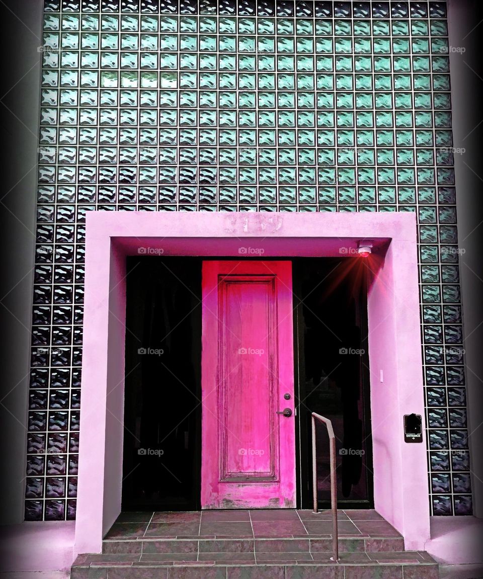 Glass block walls of a historic building.