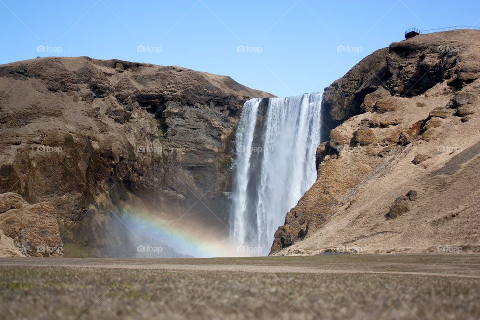 View of a waterfall in the rainbow