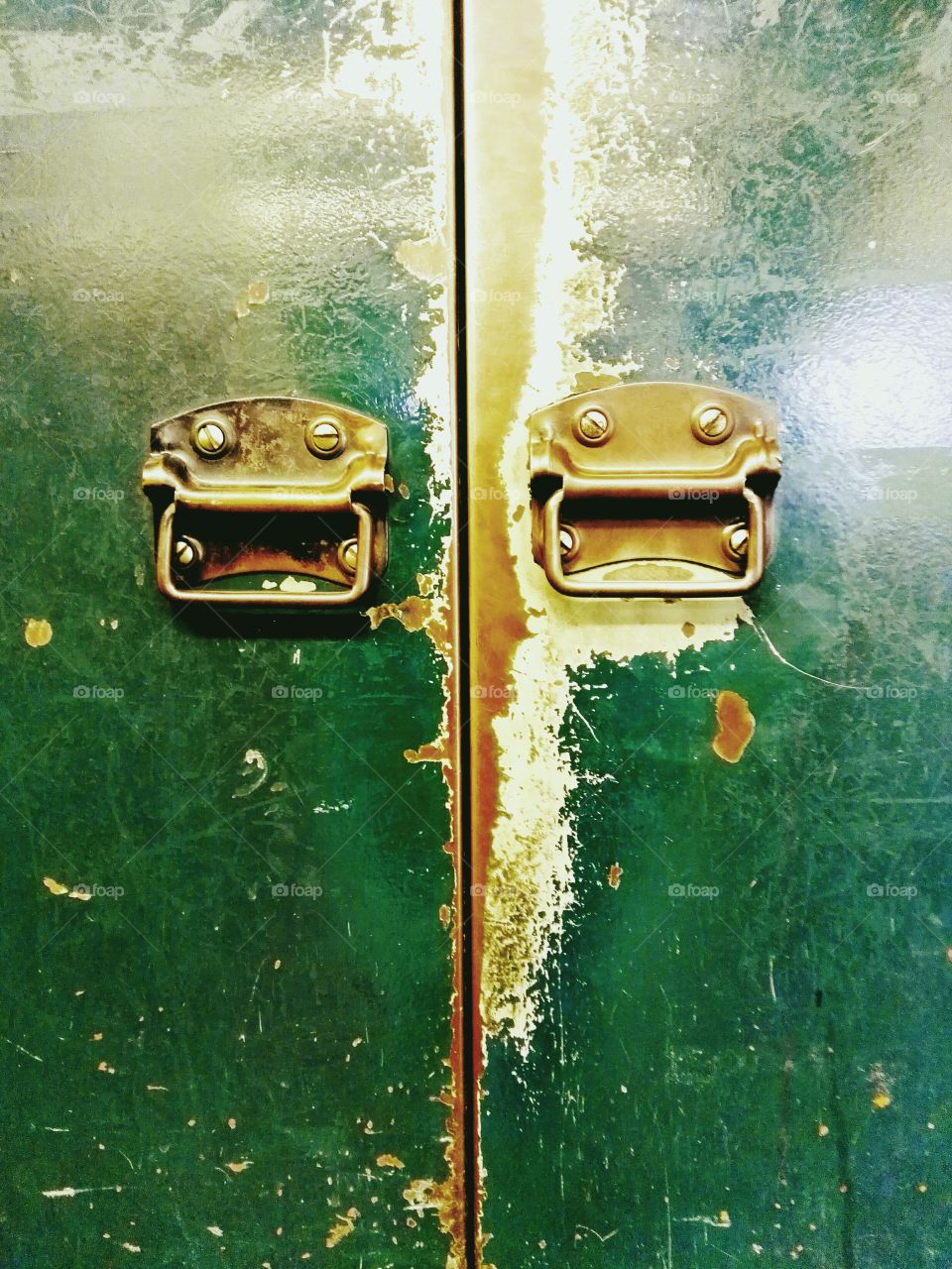 Steel freight green lift doors