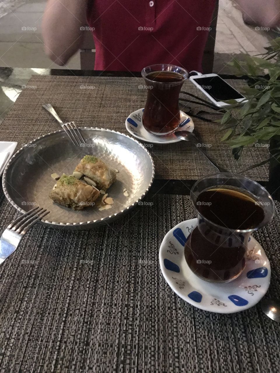 Baklava and turkish tea in USA