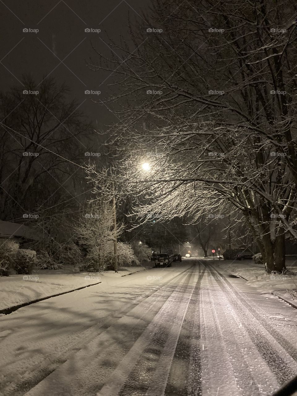 Icy snowy night