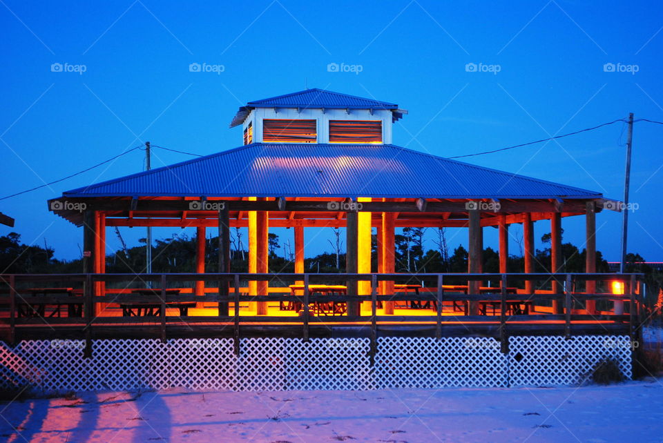 Beach park at night