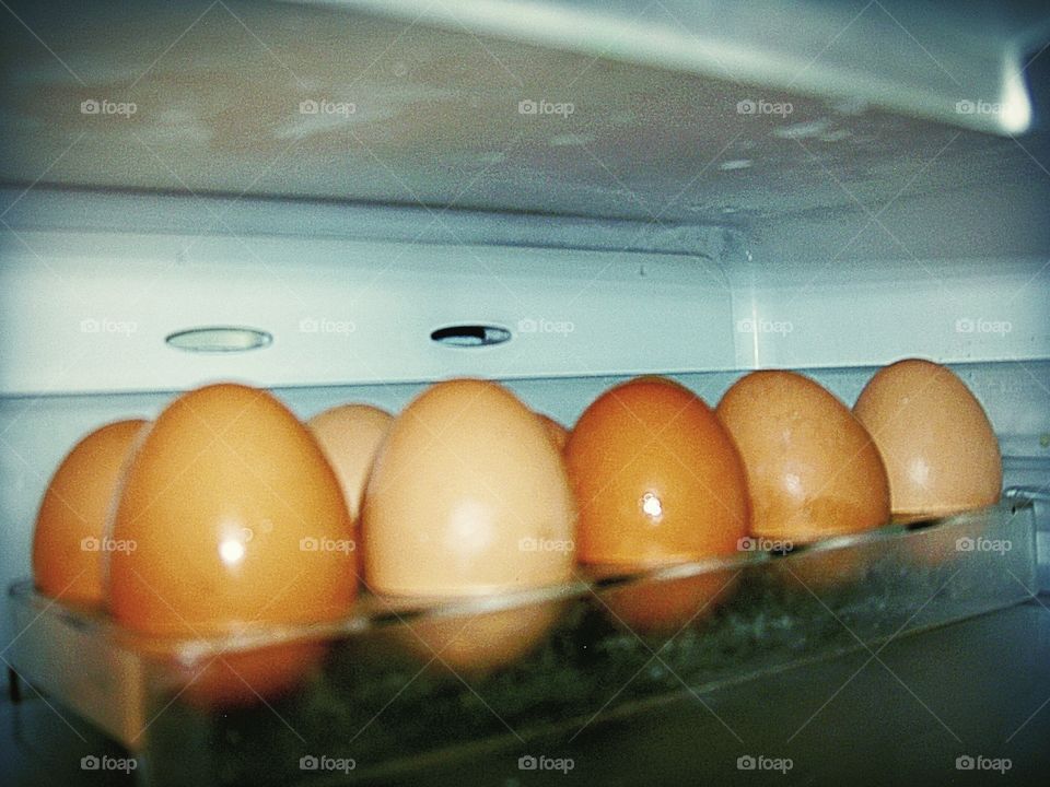 Chicken eggs in refrigerator