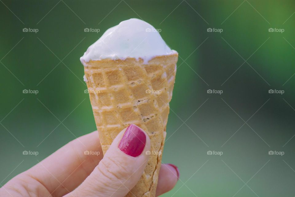 ice cream in a waffle glass