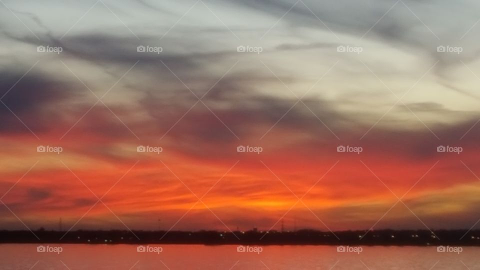 Sunset At  Lake Overholser Oklahoma City Ok