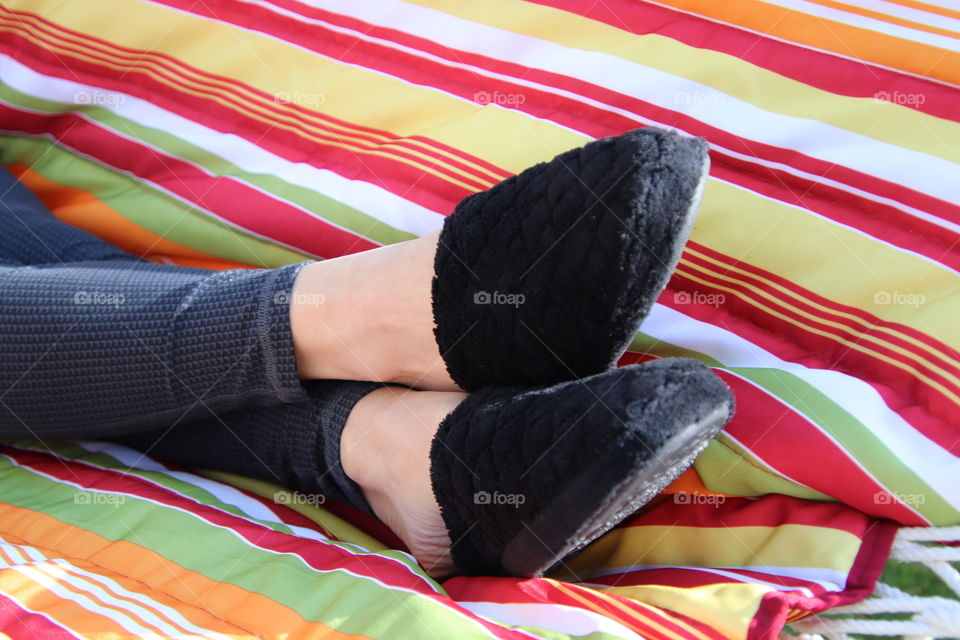 Acorn slippers in hammock 