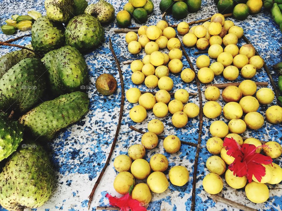 Exotic fruits on a Local Market in Mahe, Seychelles