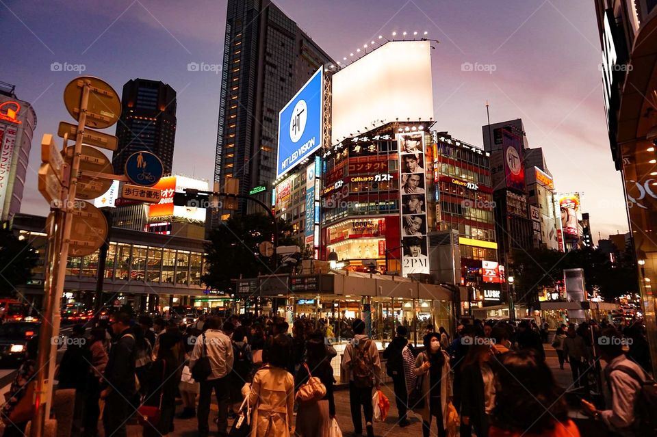 Shibuya really embodies the fast pace feeling one gets when exploring Tokyo. Photo taken at the Shibuya Intersection in Tokyo, Japan.