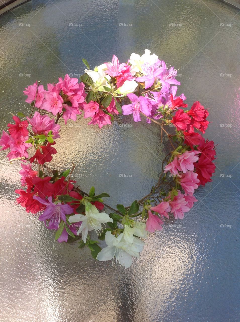 A photo of a handmade beautiful Spring flower crown.