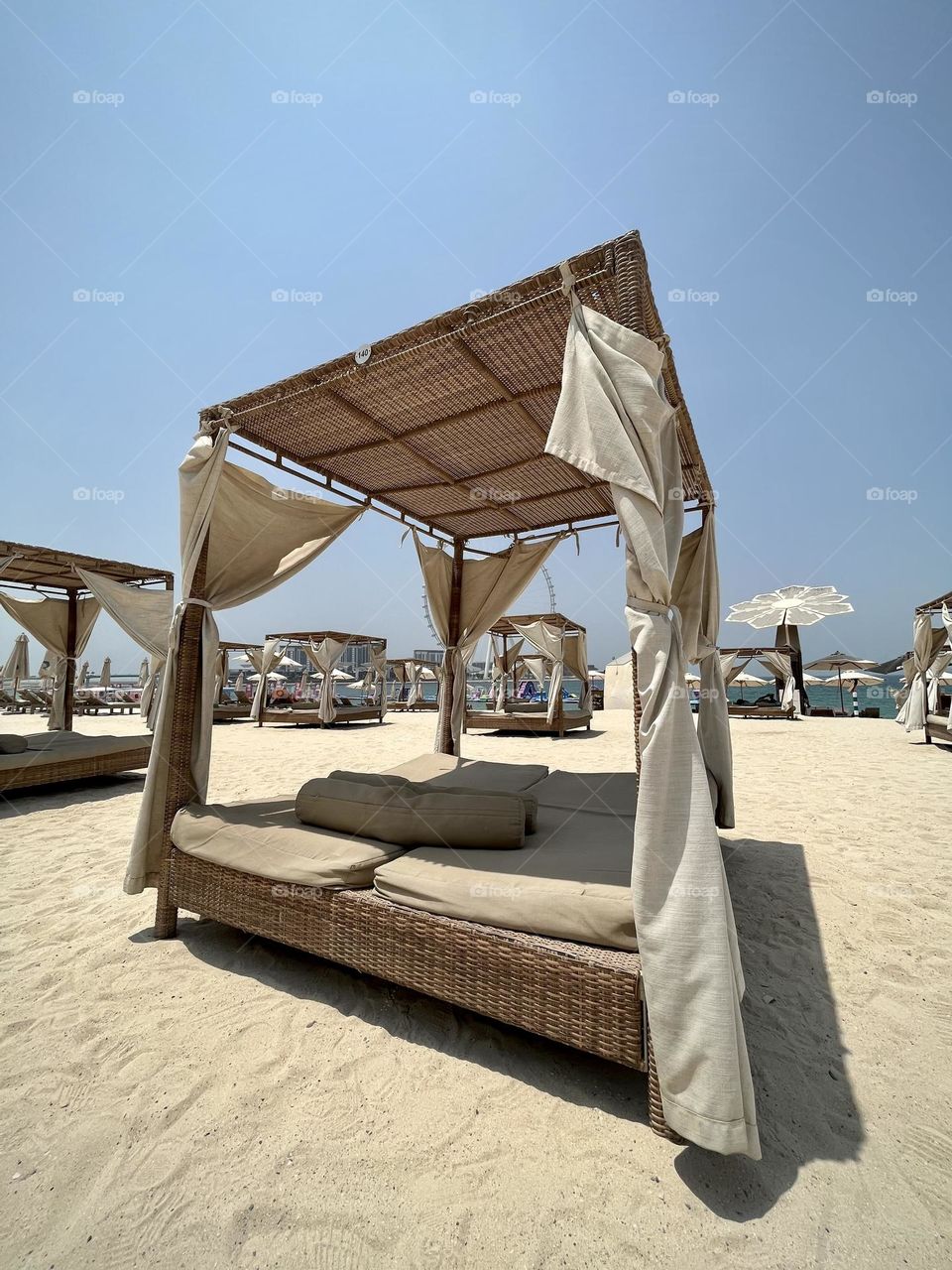Canopy beds in the beach 