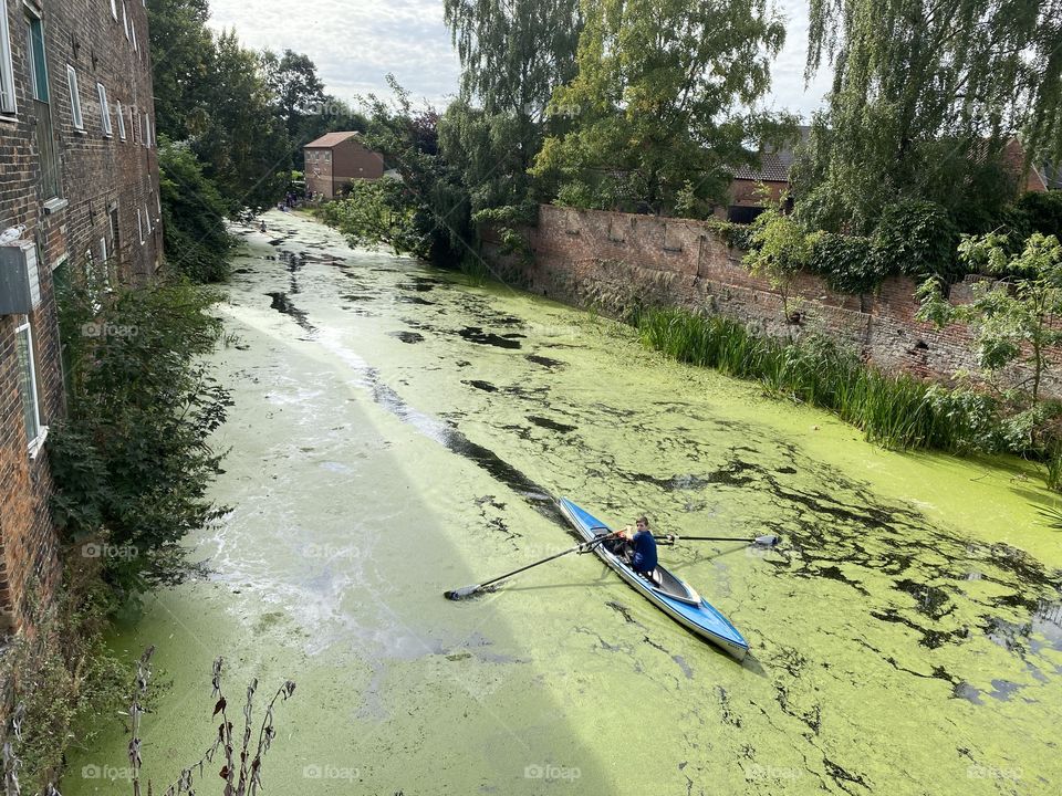 A boat on a canal 