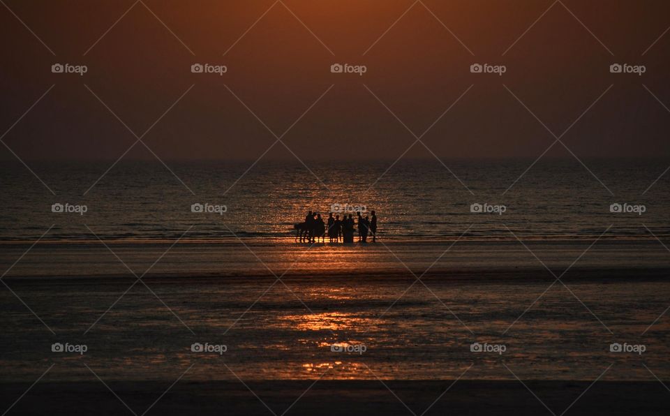 Sun reflection in sea water