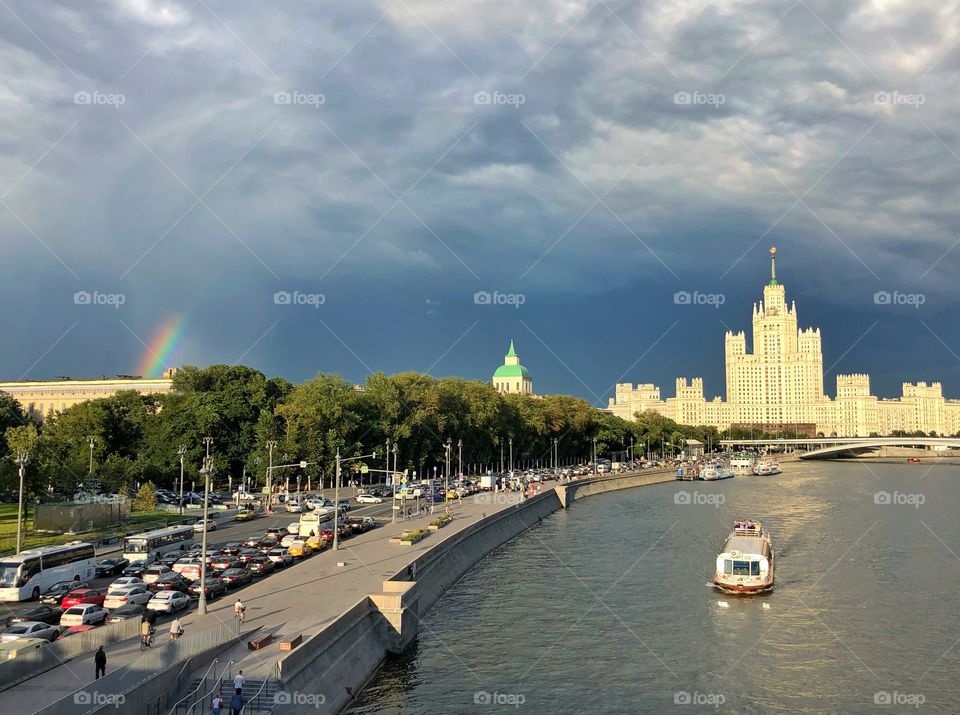 Rainbow over the city