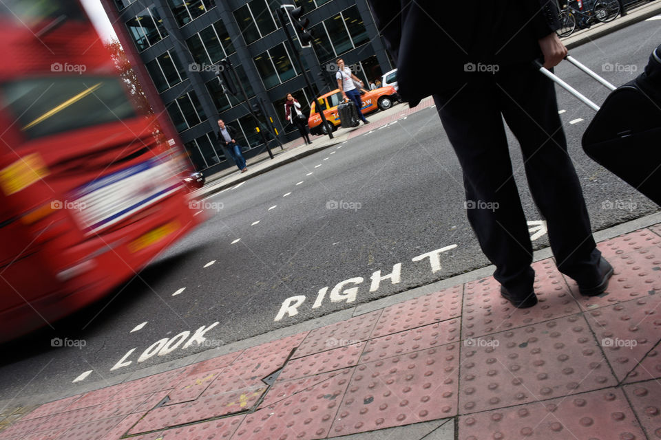 Look right text on the streets of London.