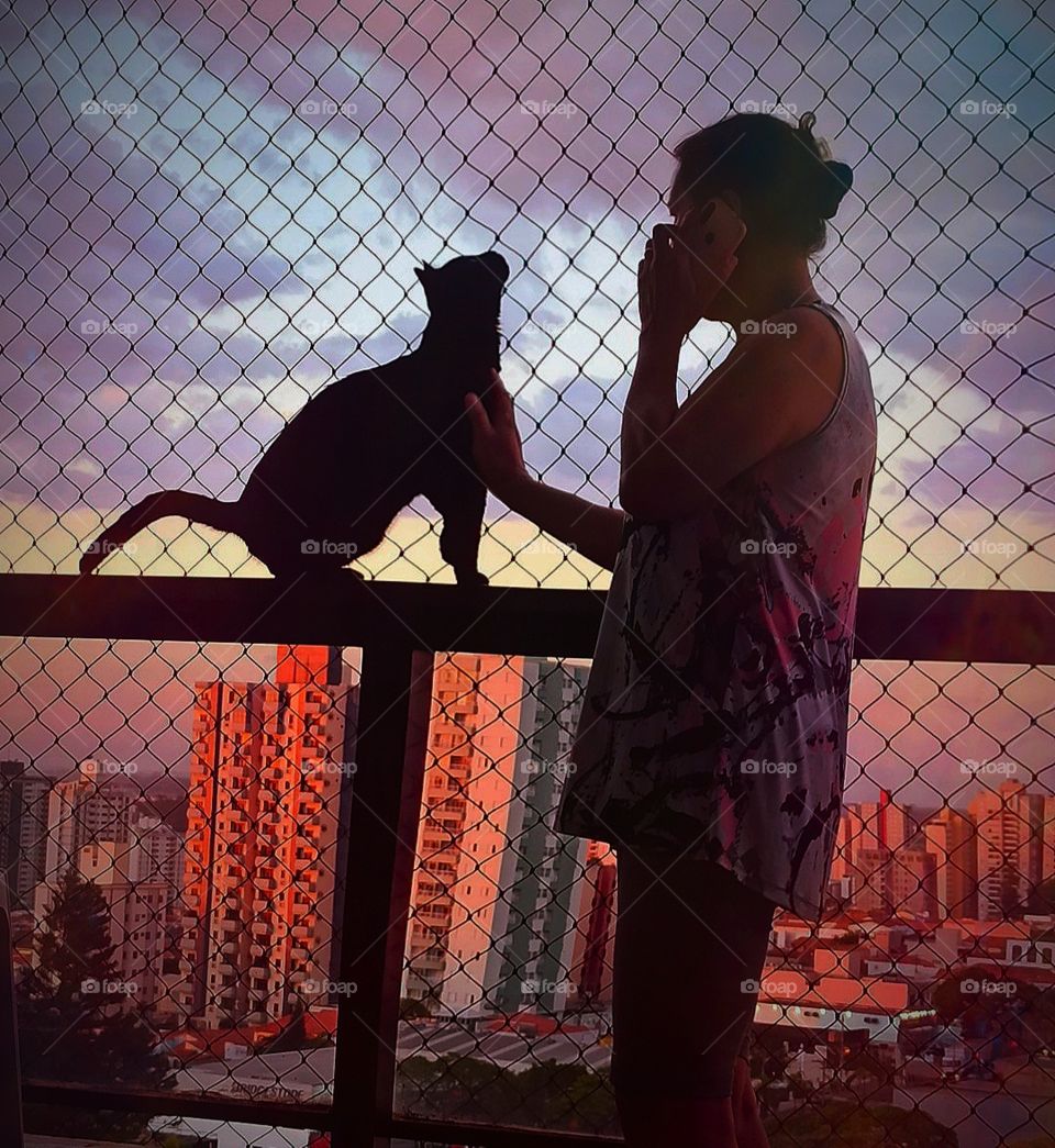 Ozzy, my black cat and our amazing Care Taker! He is always by her side! Our protector