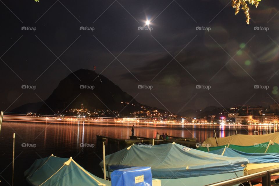 Lugano Lake at Night. Switzerland 