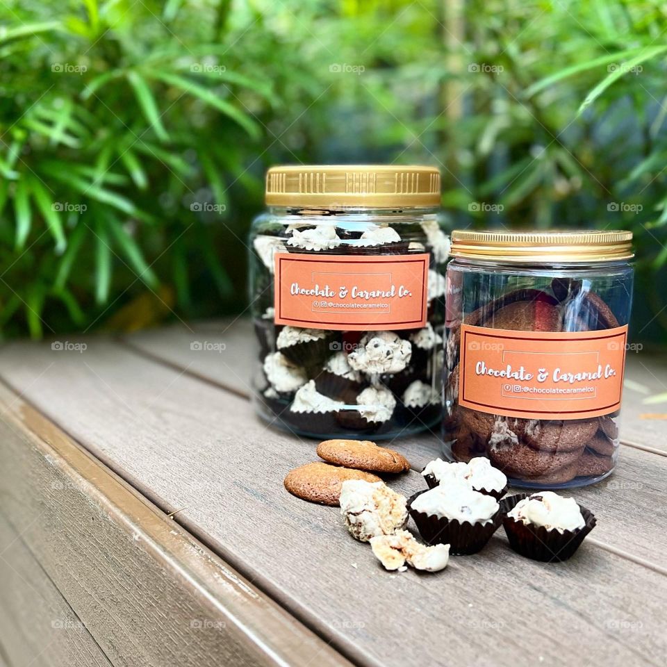 Homemade sea salt gula melaka chocolate chip cookies and white chocolate chip meringe cornflakes 