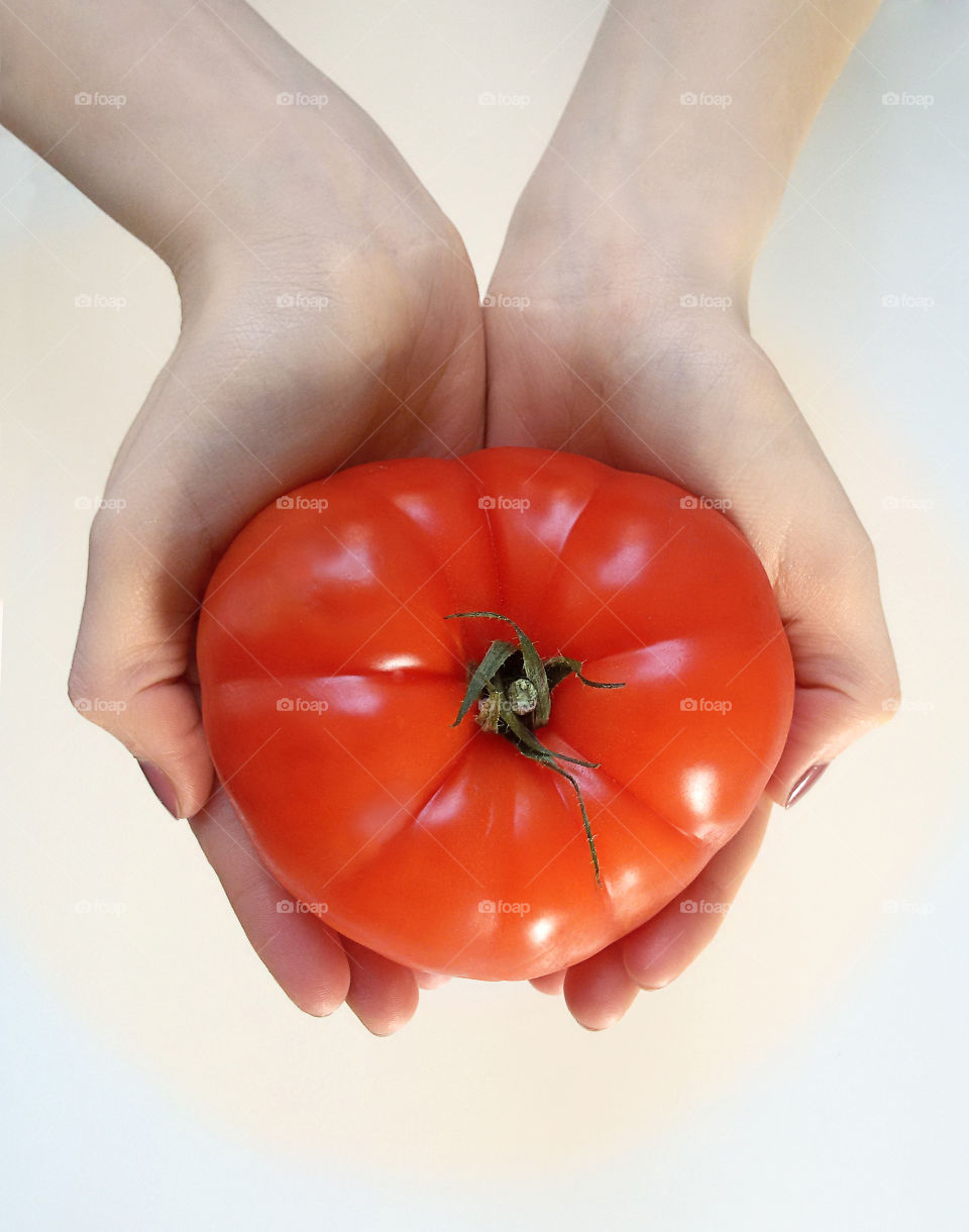 Tomato  in hands