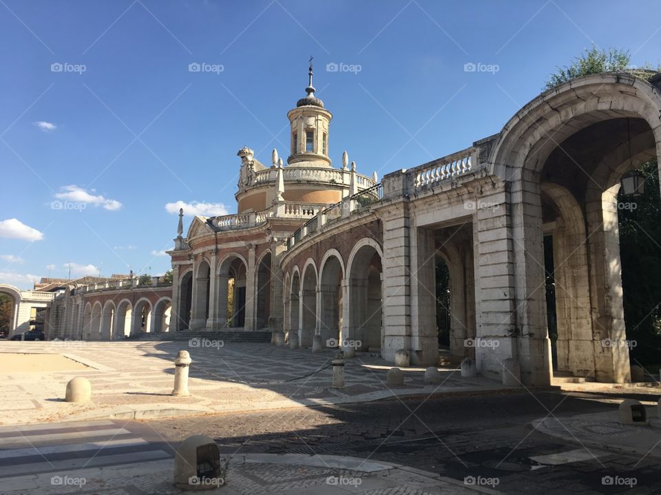 The main Cathedral in the town of Aranjuez, Spain. It’s the first thing you see as you enter town, with its detail architecture and wide steps that invite all to come and see. 