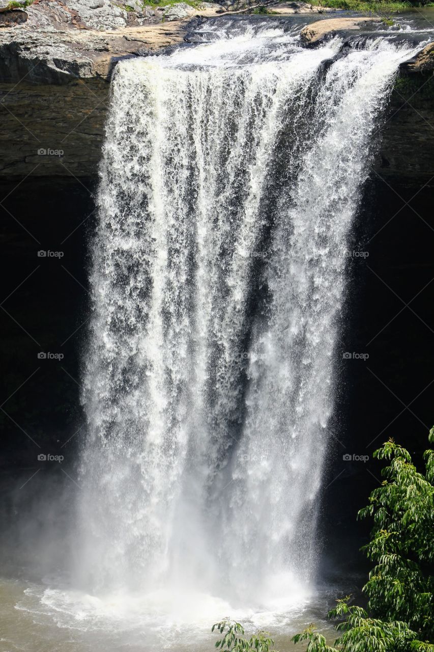 Water falling to its destination. 