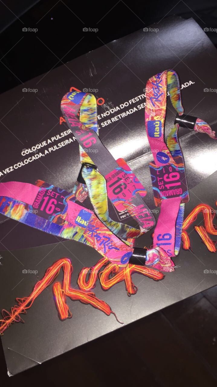 Entry bracelets for Rock in Rio 2017, seventh edition, at Parque Olímpico do Rio de Janeiro - Brazil.