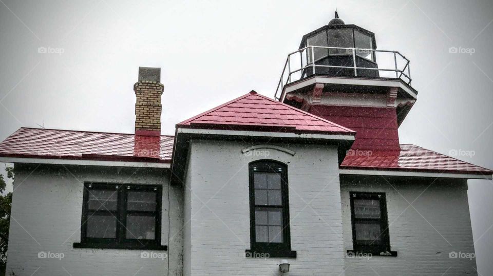 Rainy day on Northport Lighthouse