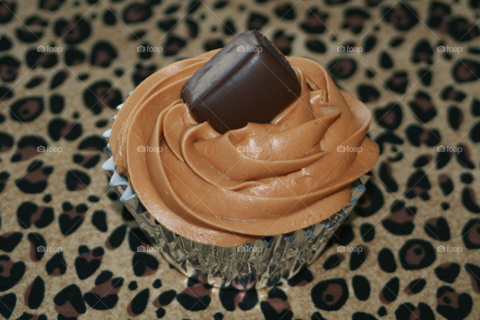 Chocolate cupcake with caramel frosting 