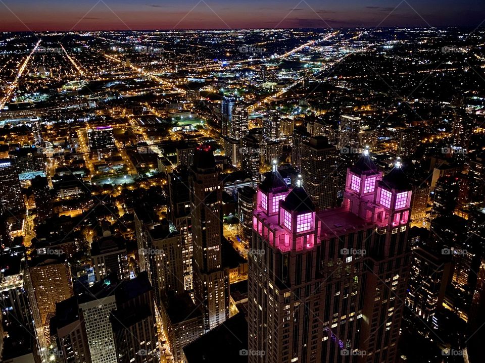 Chicago from above at night 