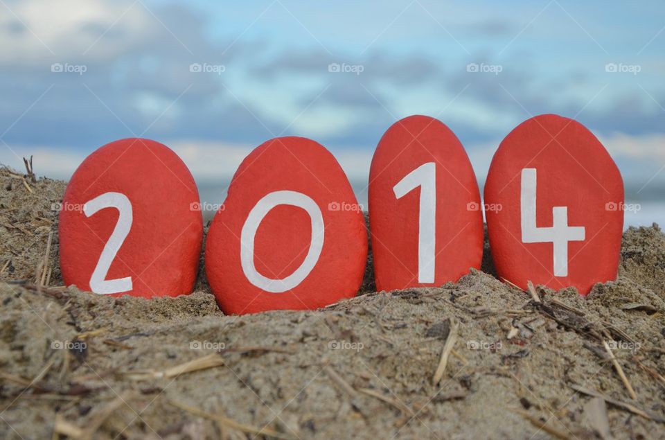 Happy 2014 on red stones