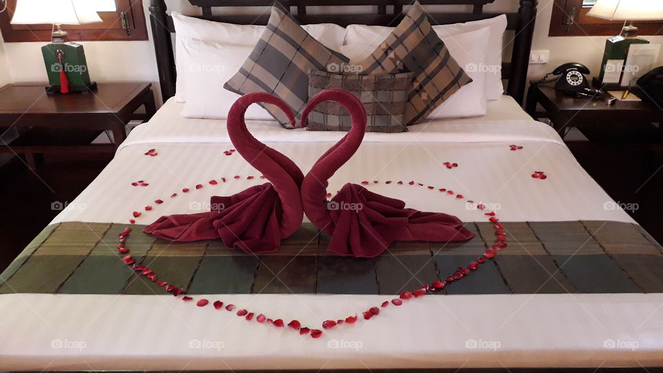 folded towels honeymoon suite