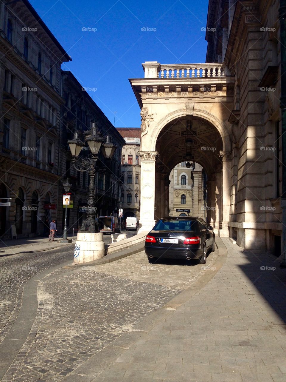 A car parked near the Theatre side entrance