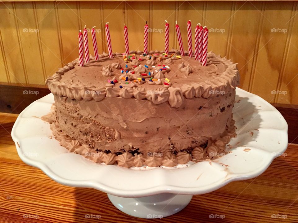 Home made chocolate birthday cake