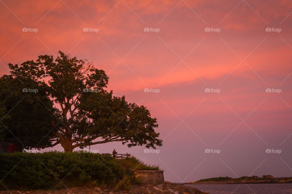 Lake during sunset