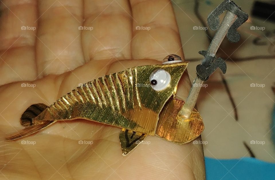 Papier paper gold basteln fish Fisch