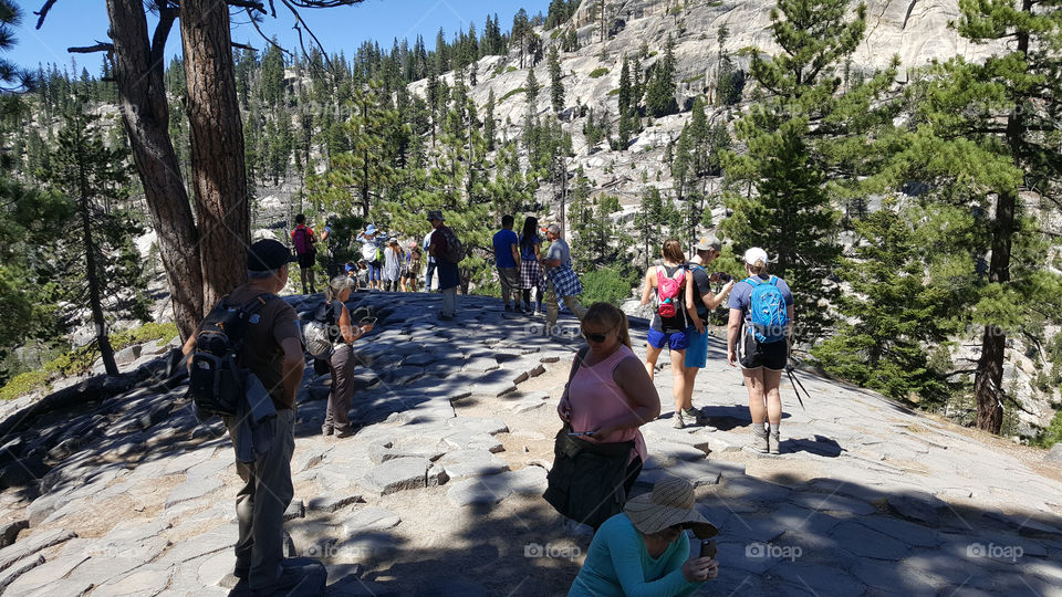 Hikers reached the top of the mountain