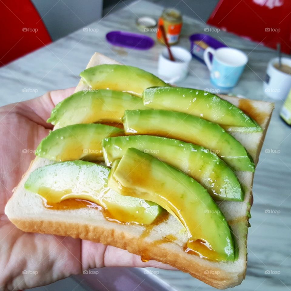 Avocado with Manuka Honey Toast for breakfast
