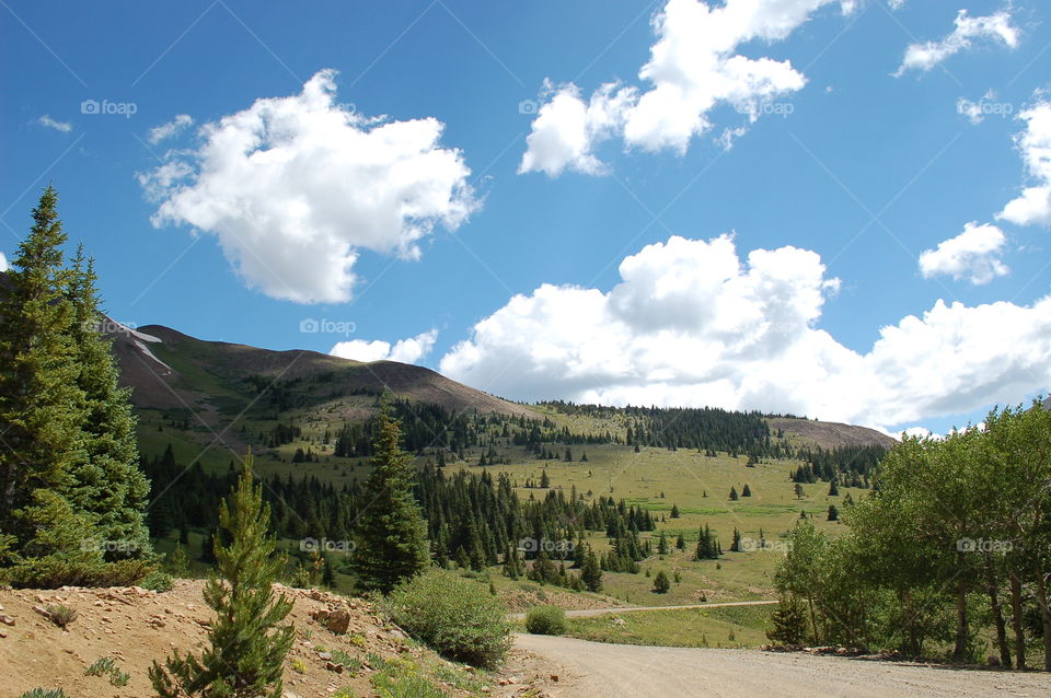 Mountain scene , clouds 