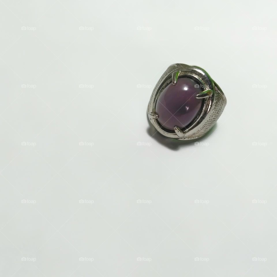 Silver ring with purple agate