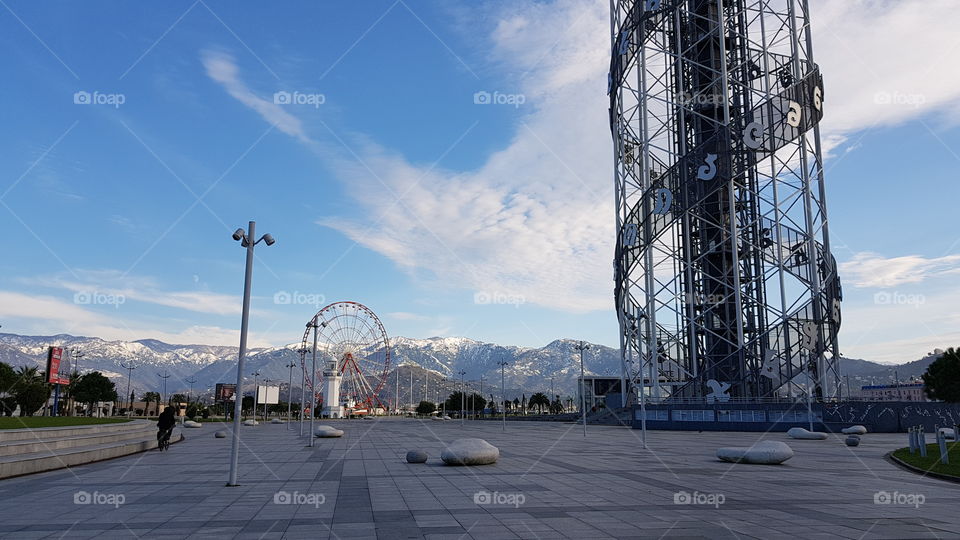 view of the mountains and the city