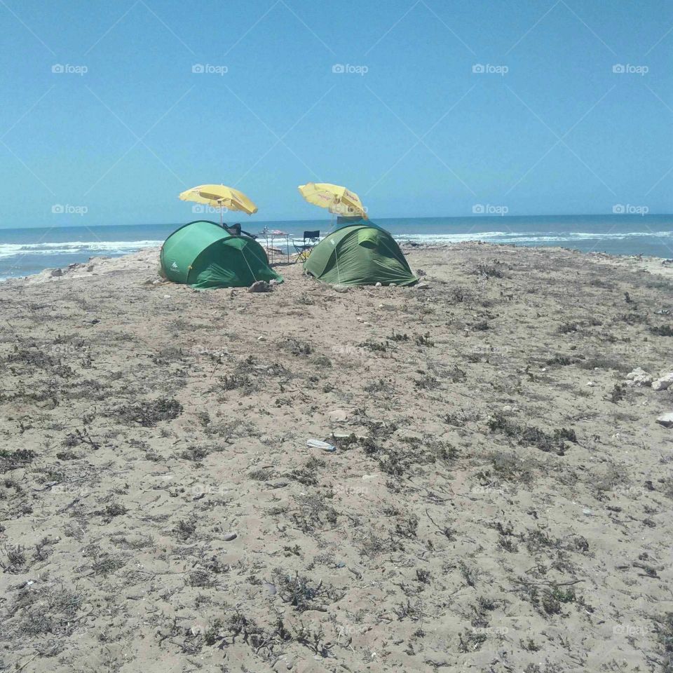 Camping in vacation at essaouira beach in Morocco