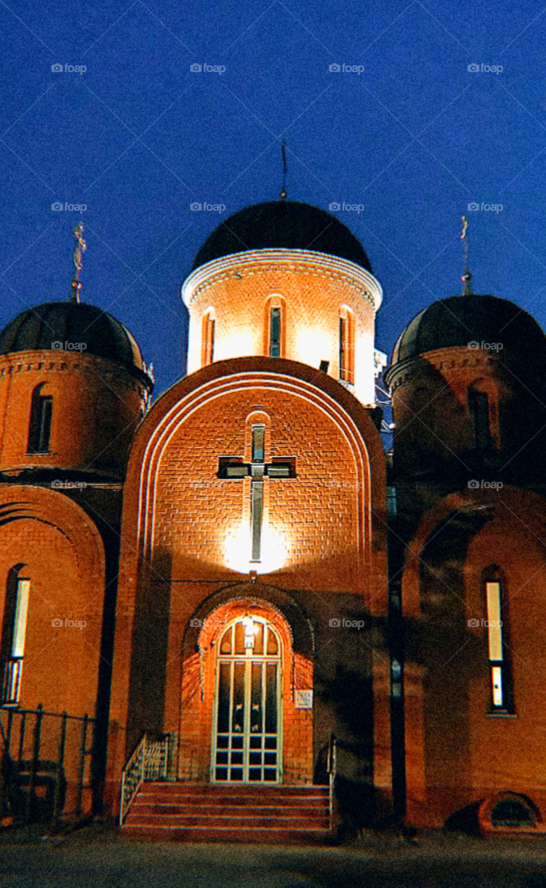 Temple at night