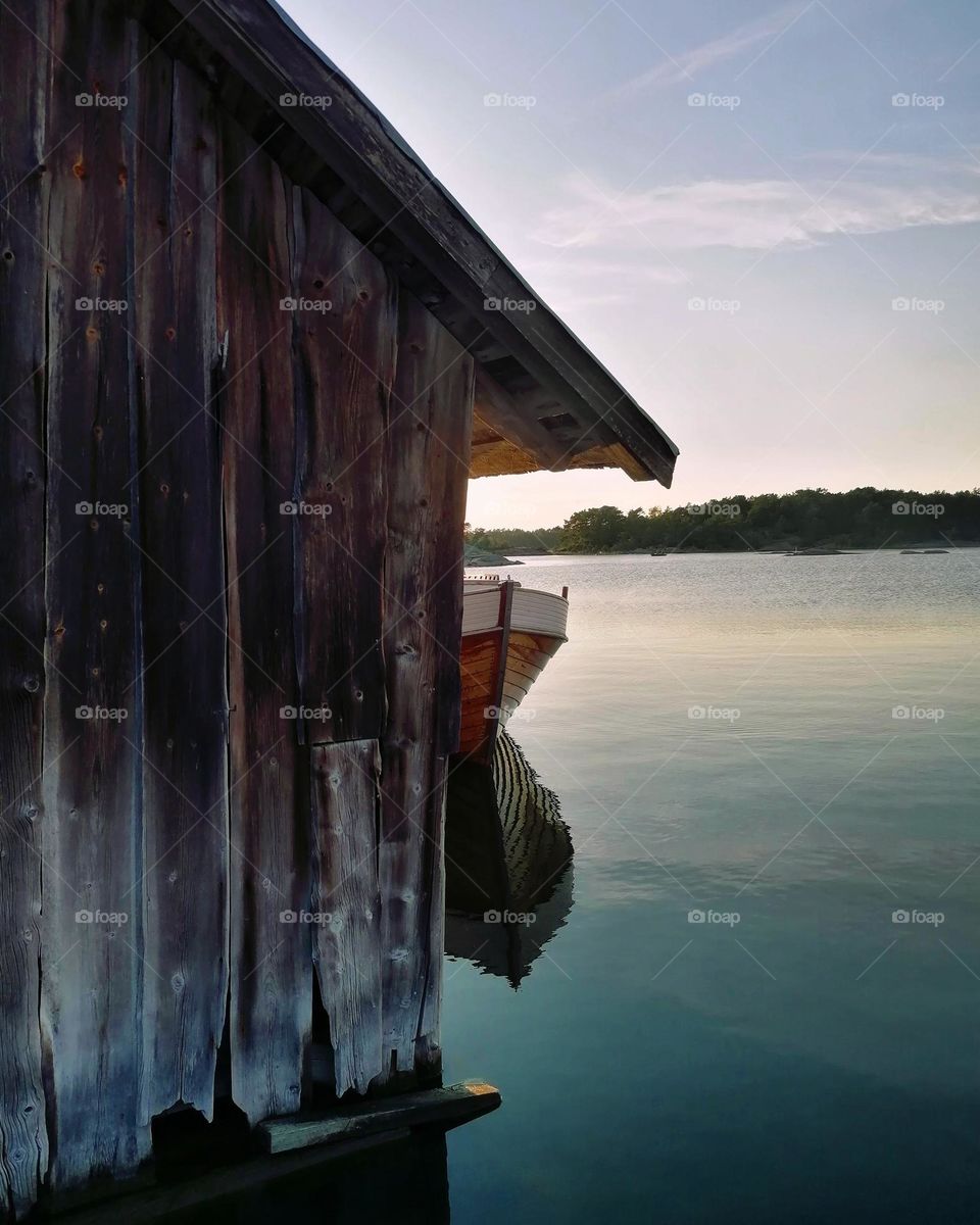 Wonderful old boathouses in the Finnish archipelago landscape